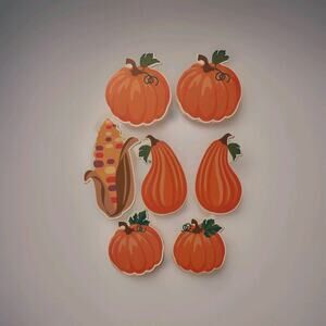 Fall Thanksgiving Autumn Refrigerator Magnets Pumpkins Leaves Gourds Corn